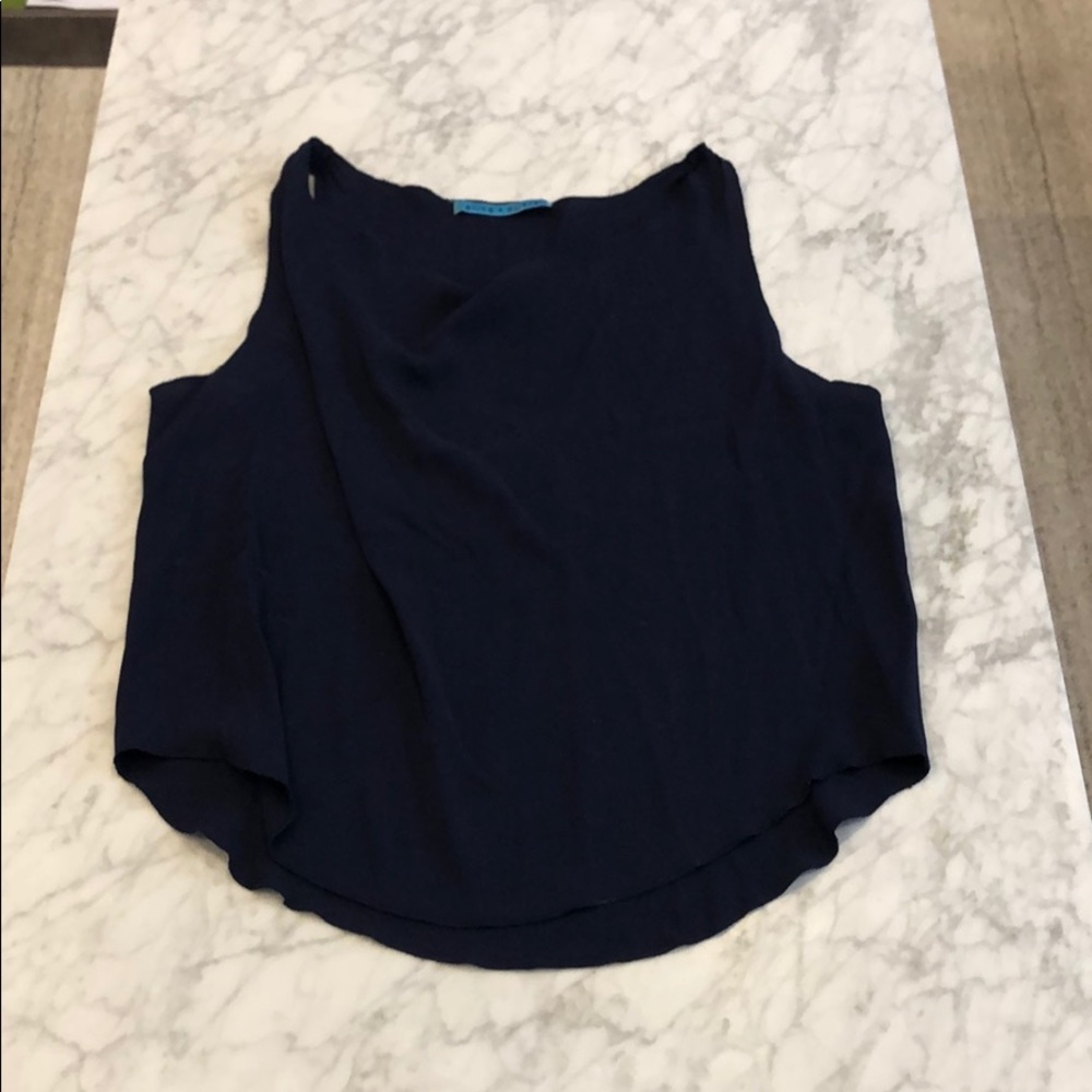 Alice + Olivia Navy Silk Top